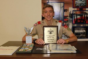 Ryan Fitzgerald, '19 who received his Eagle Scout award. Ryan, a civil engineering student, earned his award by holding a city-wide fundraiser to collect toiletries for veterans.