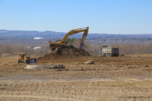Construction vehicles continue preparation of the site that will house the the chip fab for ams AG at Marcy Nanocenter.