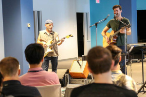 Ryan Quinn, former contestant on Season 10 of NBC's The Voice, performs at SUNY Poly's Colleges of Nanoscale Science and Engineering in Albany on Monday, September 12, 2016.