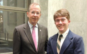 SUNY Poly Electrical Engineering Major David Jeselson with Retired Admiral Michael Mullen, who served as the 17th Chairman of the Joint Chiefs of Staff.